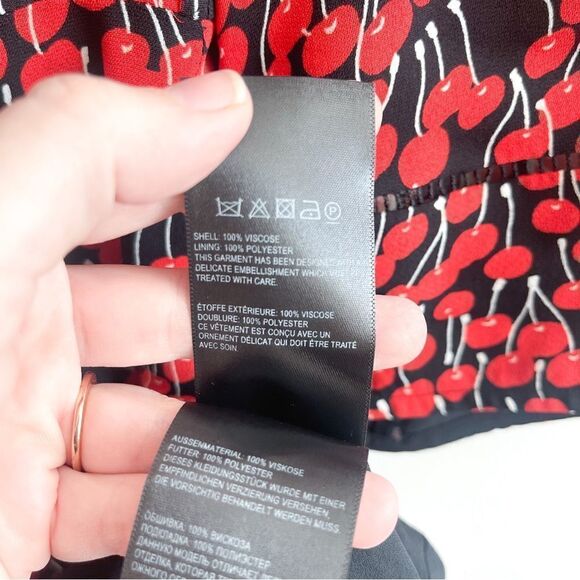 Whistles Anjelica Cherry Print Dress Red Multi Fit and Flare Lined Women's 6 - Picture 7 of 12